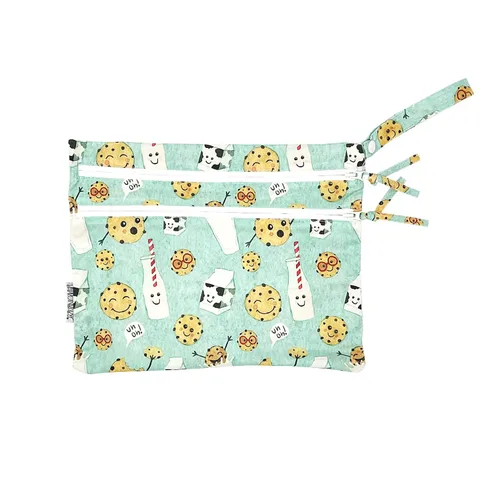 Vista 13 de BapronBaby Organic Produce Bolsa para productos húmedos y secos, impermeable, con dos bolsillos con cremallera, reutilizable para la hora de comer