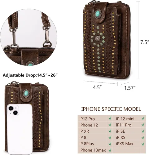 Vista 5 de Montana West Small Crossbody Cell Phone Purses for Women Western Cell Phone Wallet Bags Purses and Handbags with Coin Pocket