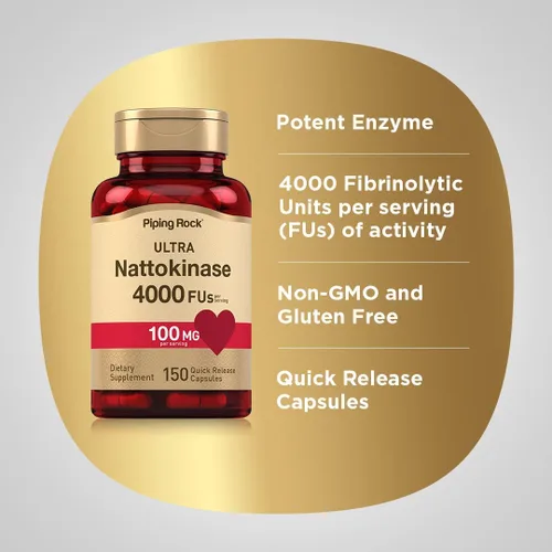 Vista 4 de Piping Rock Suplemento de nattoquinasa 4000 FU 100 mg 150 cápsulas Sin OMG, sin gluten