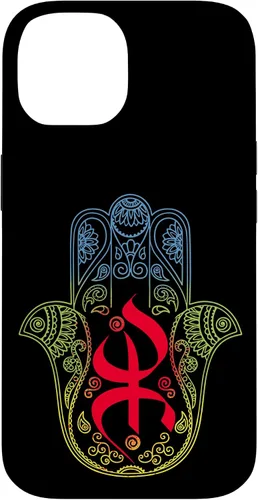 Vista 4 de Funda para iPhone 13 Pro Max Khamsa Amazigh Berber con símbolo de Yaz con colores vibrantes de la bandera