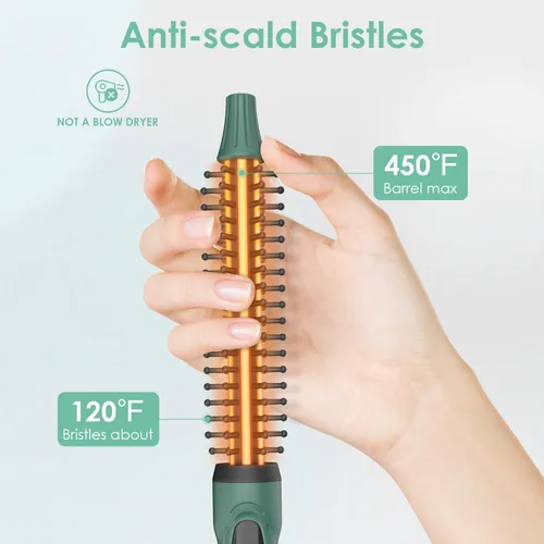 Vista 5 de BANGMENG Mini cepillo térmico redondo, cepillo de volumen de barril de 0.35 pulgadas para peinar con calor para cabello corto, delgado, rizado