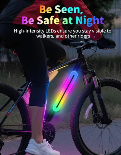 Vista 4 de BELEEV Marco de luz LED para montar de noche, 11 efectos intermitentes, funciona con pilas, se adapta a bicicletas, scooters eléctricos, accesorio