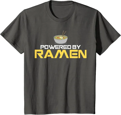 Vista 74 de Camiseta de fideos de anime japoneses Powered By Ramen, Negro, S