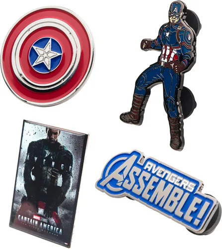 Vista 7 de Marvel Studios: The Falcon y The Winter Soldier - Juego de 5 pines de solapa con base de metal y esmalte con caja circular de 6.3 pulgadas