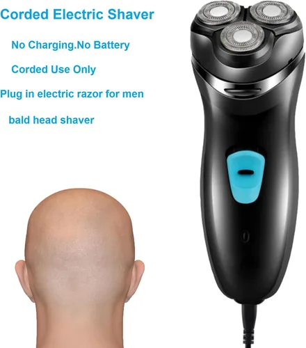 Vista 2 de Afeitadora eléctrica con cable para hombres. Afeitadora de cabeza profesional para hombre calvo. Navaja flotador 3D para máquina de afeitar cerrada.