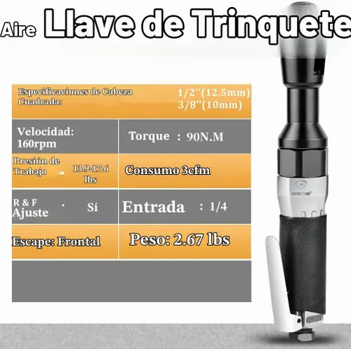 Vista 7 de Llave de trinquete neumática de 1/2 pulgada, llave de impacto neumática de alta resistencia (1/2 pulgada)