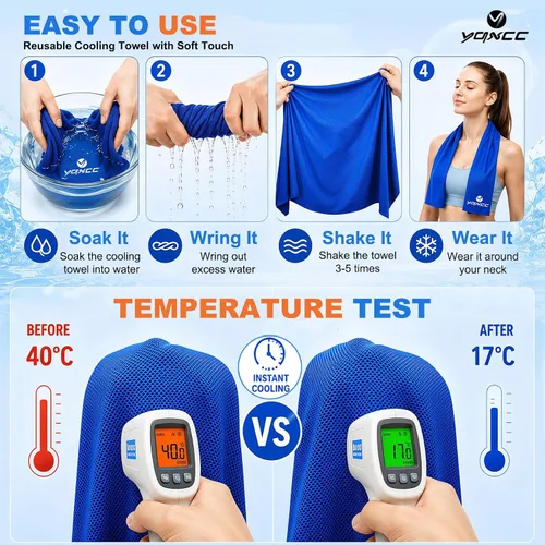 Vista 3 de YQXCC - Paquete de 4 toallas de enfriamiento (40 x 12 pulgadas) para cuello, toalla de enfriamiento de microfibra, toalla fría suave y transpirable