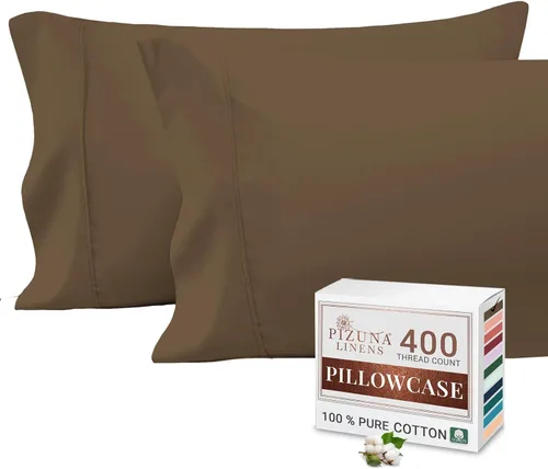 Vista 46 de Juego de 2 fundas de almohada de 100 % algodón puro, tamaño King, color plateado, lujosas fundas de almohada de algodón de fibra larga de 400 hilos