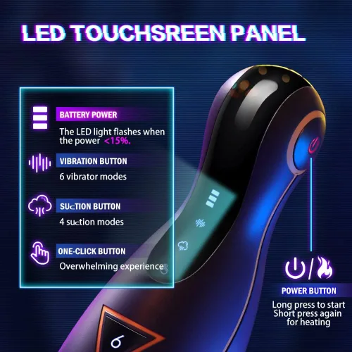 Vista 5 de Máquina sexual de succión automática para mamadas, masturbador masculino LED, juguetes sexuales para adultos, calefacción vibratoria, manos libres
