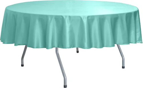 Vista 2 de Ultimate Textile -Paquete de 2 - Mantel redondo reversible Shantung Satin - Majestic 60 pulgadas - Se adapta a mesas de menos de 60 pulgadas de Aqua