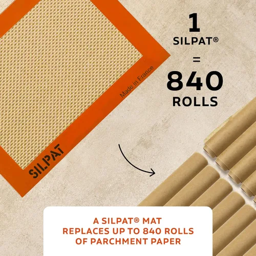 Vista 11 de Silpat Alfombrilla de silicona antiadherente prémium para hornear, 3/4 hojas, color crema
