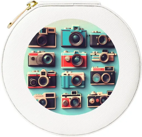 Vista 9 de Retro Cool Camera Collection - Joyero de viaje compacto y elegante, organizador y caja de anillo de compromiso