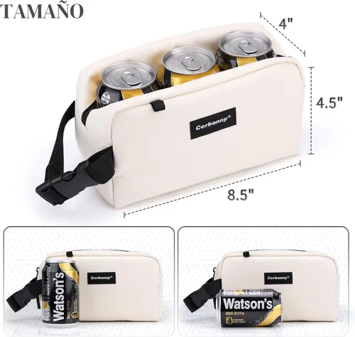 Vista 3 de Bolsa de almuerzo mini enfriadora Cerbonny, bolsa de almuerzo congelable y bolsa de snacks, bolsa aislada para viaje/trabajo/escuela, lonchera mini