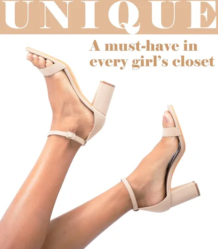 Vista 3 de Ankis Tacones de plataforma cerrados para mujer, tacones negros para mujer, punta redonda cerrada, zapatos de tacón grueso, 4 pulgadas