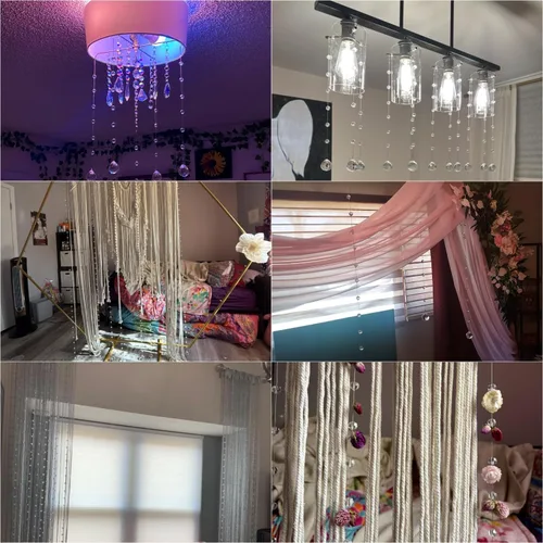 Vista 6 de Cuentas de cristal transparente, hebras de cuentas de vidrio, decoración colgante para arco de boda, centros de mesa, cortina, candelabro, puerta