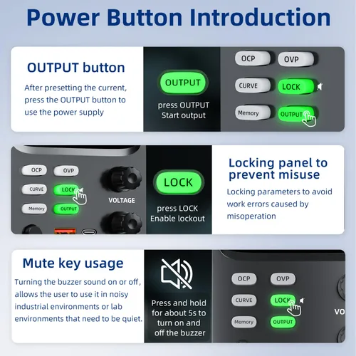 Vista 7 de Fuente de alimentación CC variable 30V 5A, pantalla TFT boruidy de 5 dígitos, pantalla 0.01mA 0.1mV, codificador de doble curva, fuente