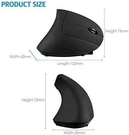 Vista 8 de Ratón ergonómico, mouse inalámbrico vertical de alta precisión, mouse vertical óptico recargable de 2.4 GHz, 3 DPI ajustables 80012001600 DPI