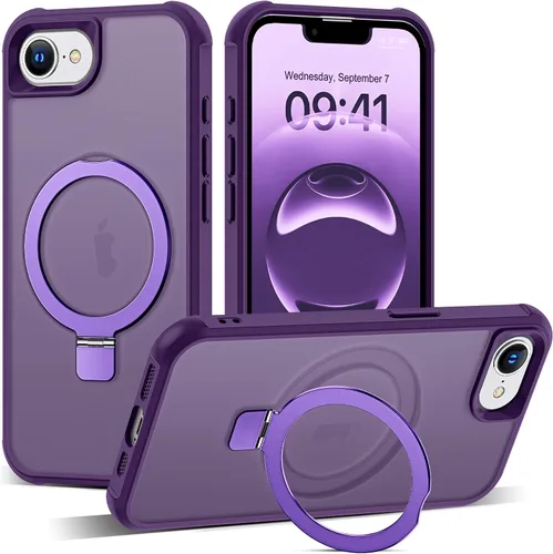 Vista 48 de SKYLMW - Funda compatible con iPhone 11 de 6.1 pulgadas, con soporte magnético invisible tipo anillo, funda translúcida de grado militar, compatible