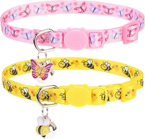 Vista 10 de PUPTECK Airtag - Collar de gato ajustable con campanas, collar de gatito ajustable para niñas y niños pequeños, cachorro, conejito, bonito accesorio
