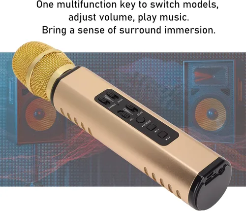 Vista 4 de Micrófono Bluetooth para karaoke, micrófono de mano K6, micrófono portátil con cancelación de ruido, máquina de altavoz para adultos y niños