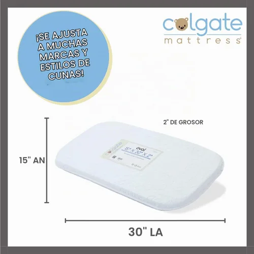 Vista 2 de Colgate bassinet Almohadilla de espuma con de colchón blanco funda acolchada), ovalada, 15" x 30" x 2