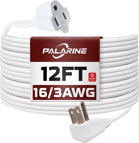 Vista 7 de Cable de extensión de enchufe plano negro de 3 pies, cable de alimentación resistente calibre 16