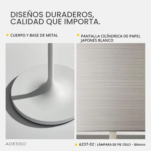 Vista 4 de Adesso 6237-02 Lámpara de pie Oslo - Equipo de iluminación resistente a la corrosión, a prueba de arañazos, con acabado blanco mate y cuerpo