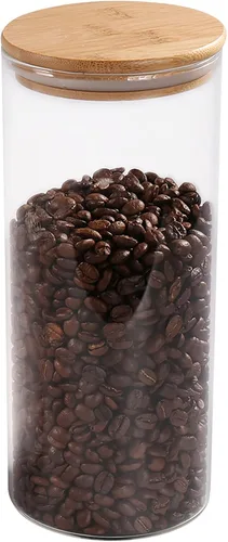 Vista 10 de Tarro de vidrio de 18 Oz/550 ML con tapa, recipientes de almacenamiento de vidrio versión engrosada transparente con tapa de bambú sellada