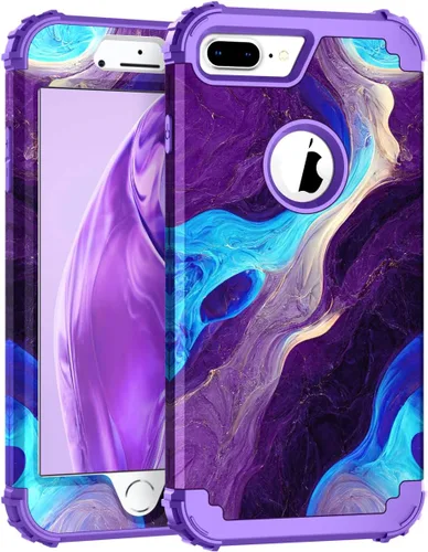 Vista 80 de Hocase Funda para iPhone SE 2022/2020, resistente a prueba de golpes, de plástico duro+goma de silicona, funda protectora híbrida para iPhone SE