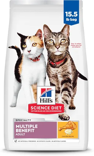 Vista 11 de Hill's Science Diet Alimento seco para gatos adultos de 1 a 6 beneficios múltiples # 1 recomendado por veterinarios, receta de pollo, 7 libras.