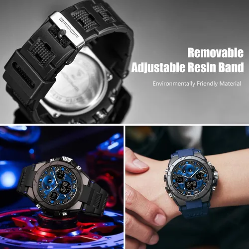 Vista 5 de RORIOS Reloj deportivo para hombre, relojes digitales con alarma, relojes de pulsera luminosos, multifunción, reloj militar para niños y hombres