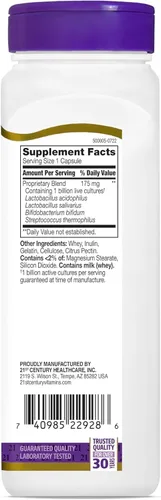 Vista 3 de 21st Century Acidophilus Cápsulas de mezcla probiótica - 150 unidades, paquete de 2
