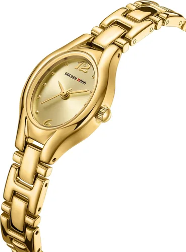 Vista 2 de GOLDEN HOUR Reloj de pulsera con caja ovalada vintage de tono dorado para mujer