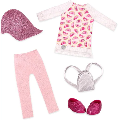 Vista 11 de Glitter Girls – Ropa para Muñeca de 14 Pulgadas – Conjunto de Volantes y Plisados para Guapas – Chaqueta Arcoíris, Falda, Sombrero y Zapatos