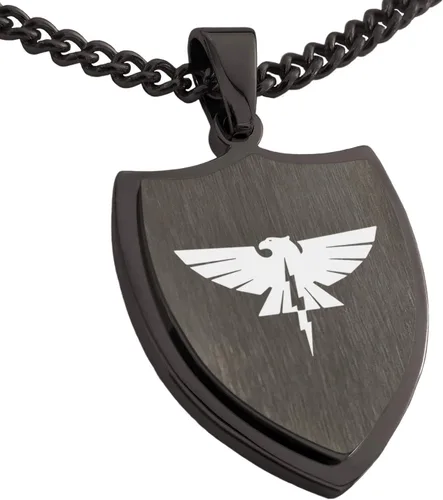 Vista 13 de Collar con colgante de escudo de dioses griegos de acero inoxidable