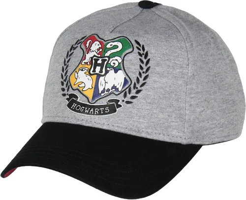 Vista 2 de Harry Potter Hogwarts Crest Four House Shield Gorra de béisbol ajustable tamaño juvenil 4-14, color gris, Gris