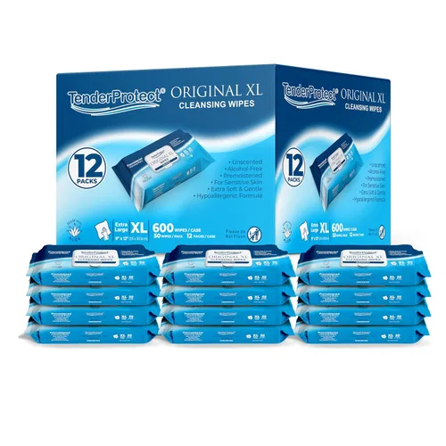 Vista 9 de TenderProtect® Toallitas Originales XL Premium para Adultos (50/Paquete), Toallitas Húmedas Extra Grandes de 9"x12" con Aloe, Paños Lavables