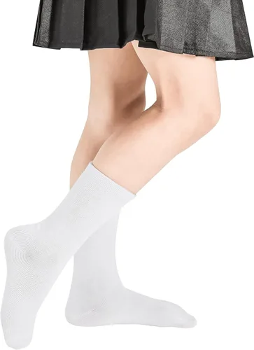 Vista 5 de COZYOFFI 4 pares de calcetines de algodón sin costuras para niñas y niños, uniforme escolar