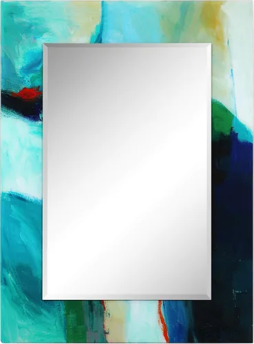 Vista 30 de Empire Art Direct Espejo de pared rectangular biselado en blanco y negro con vidrio templado impreso abstracto, tocador, espejo de baño, listo