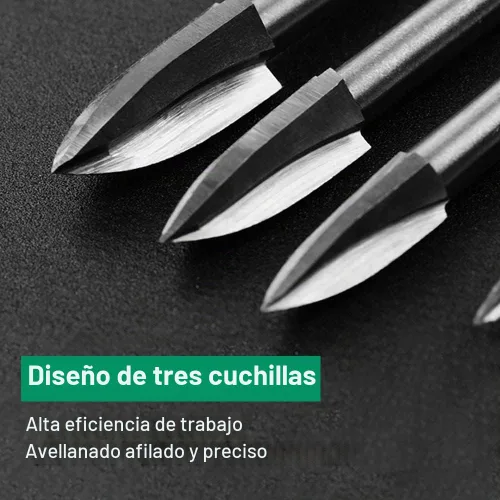 Vista 5 de Juego de brocas de tallado de madera para Dremel, herramienta rotativa, 5 piezas, accesorios de taladro de grabado, broca de madera, manualidades