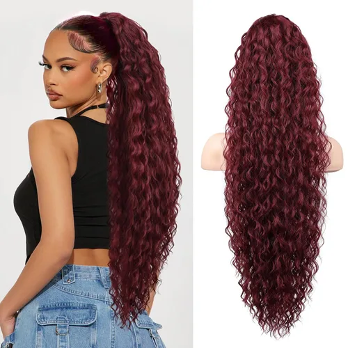 Vista 21 de SEIKEA Extensión de cola de caballo, cola de caballo falsa de 22" larga, ligera, rizada natural completa con cordón, extensión de cabello