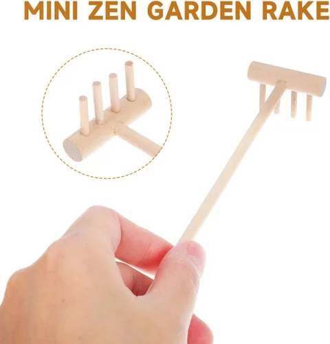 Vista 8 de YARNOW Juego de 20 mini rastrillos de jardín Zen, herramientas de arena de mesa de bambú para meditación de escritorio, pequeños accesorios