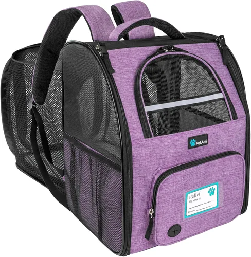 Vista 9 de PetAmi Mochila transportadora para perros y gatos, mochila expandible para viajes y senderismo, mochila de transporte para perros pequeños, medianos