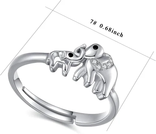 Vista 2 de TANGPOET Sterling Silver Animal Ring for Women Adjustable Rings Dainty Jewelry Christmas Gifts for Girls Mom Daughter