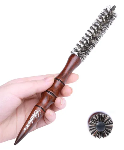 Vista 6 de PERFEHAIR Cepillo redondo de cerdas de jabalí para cabello corto, cepillo de barril redondo pequeño para secado con soplado, diámetro de 0.6 pulgadas