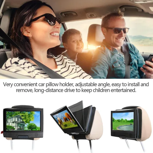 Vista 9 de Qenker - Soporte para reposacabezas para reproductor de DVD, portátil, para montaje en reposacabezas del asiento trasero del coche, para reproductor