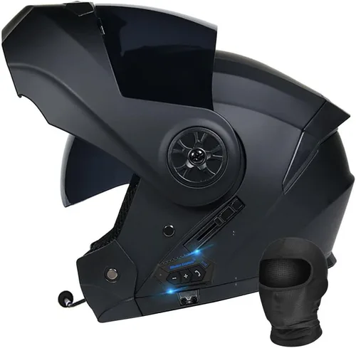Vista 12 de Casco Modular de Motocicleta Bluetooth Aprobado DOT/ECE de Cara Completa Abatible Anti-Empañamiento Doble Visera Casco con Altavoz Dual Incorporado