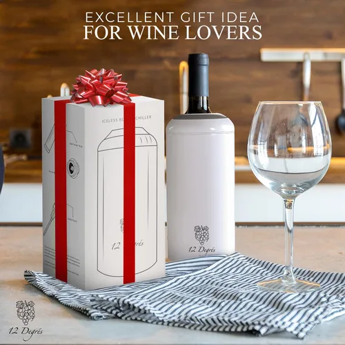 Vista 3 de Juego de Enfriador de Vino 12 Degrés - Regalos de Vino Perfectos para Mujeres y Hombres - Enfriador de Vino Aislado de Acero Inoxidable con Bomba