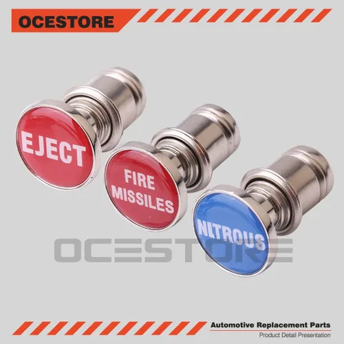 Vista 8 de OCESTORE 3 piezas EJECT FIRE MISSILES NITROUS Botón Encendedor de cigarrillos Billet Tapones de botón de repuesto para fuente de alimentación de 12