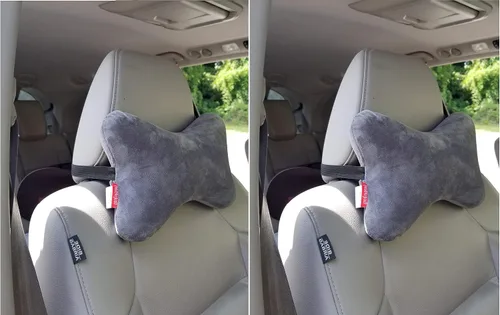 Vista 9 de Paquete de 2 almohadas de cuello de viaje con forma de hueso de perro, espuma viscoelástica, para automóvil, autobús, camión, conducción cómoda Negro